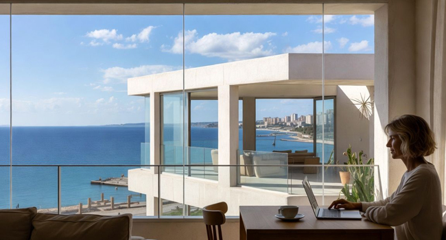 Modernes Apartment mit Meerblick während eines Spanisch-Bildungsurlaubs in Valencia, Spanien